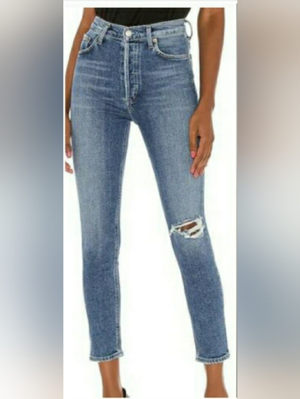 Agolde Women's Nico High Rise Slim Fit Jeans Size 26 Denim Distressed Slim
